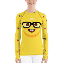 Load image into Gallery viewer, Stand2A - Whimsical - Emoji - Nerd - Women's Rash Guard