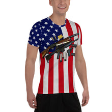 Load image into Gallery viewer, Stand2A - All-Over Print - US Flag Firearms and Bill of Rights - Men's Athletic T-shirt