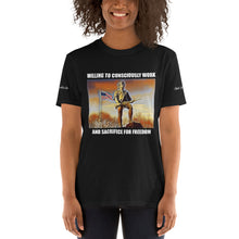 Load image into Gallery viewer, Stand2A - Modern Minuteman (sienna tint) - up to 3x -Short-Sleeve Unisex T-Shirt