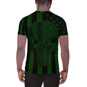 Stand2A - All Over Print - Olive Flag Punisher - Men's Athletic T-shirt