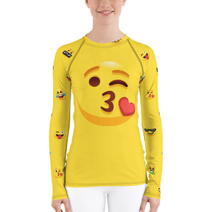 Stand2A - Whimsical - Emoji - Kiss - Women's Rash Guard