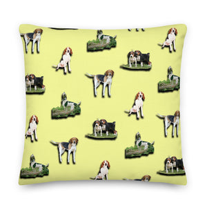 Stand2A - Treeing Walker Coonhound - 22"Premium Pillow - Yellow